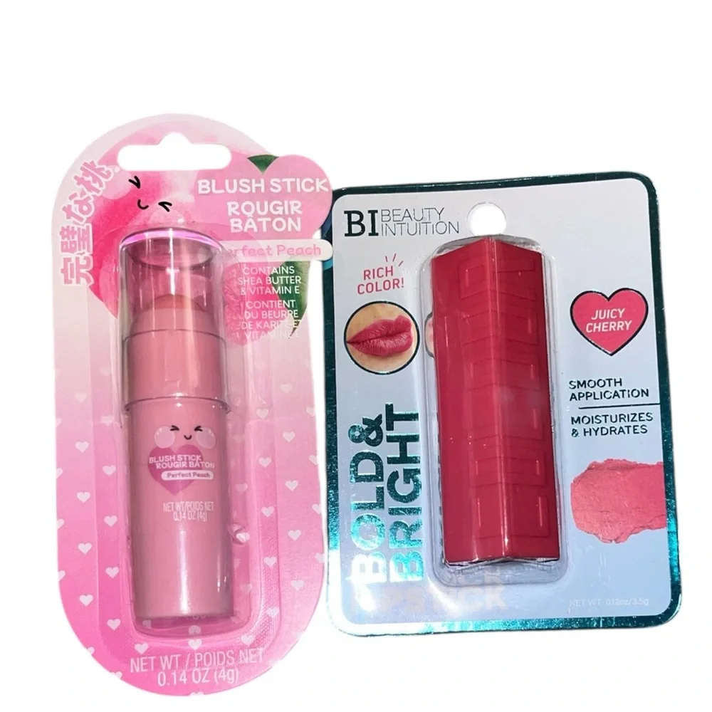Set2-Juicy Cherry Lipstick - 💄 Perfect peach blush Stick